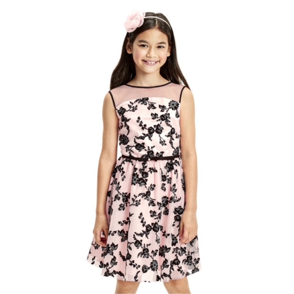 Children’s Place Girl’s tulle with flowers pink/black holiday Dress size 4